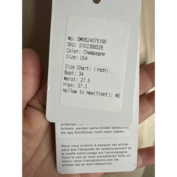 Stacees Champagne Slip Dress Criss Cross Back‎ Wedding Special Occasion US4 - Picture 6 of 9